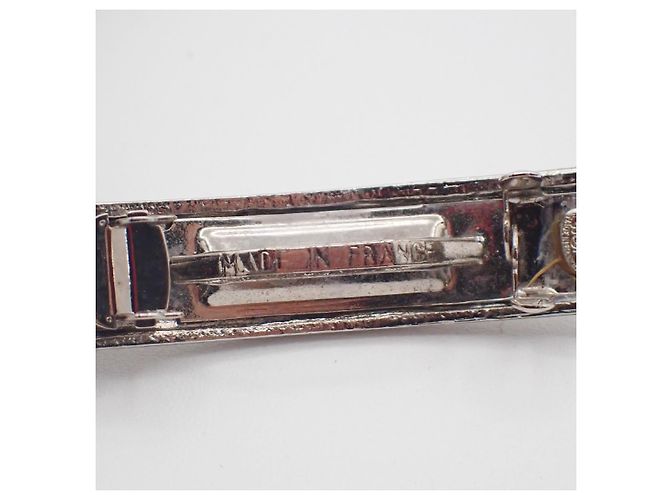 Barrette per capelli Chanel Logo in metallo larga Argento - vista 3