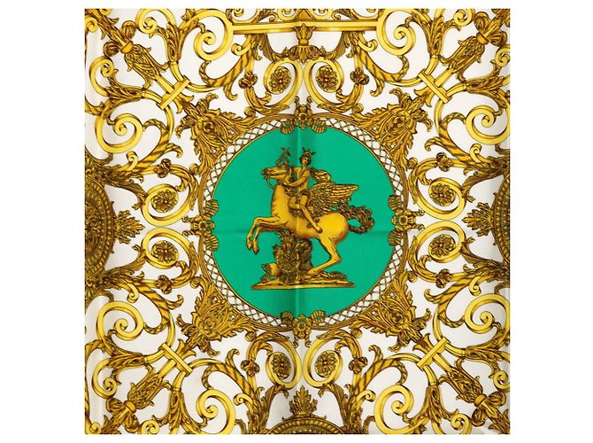 Hermès Pañuelo Hermes Carre 90 LES TUILERIES Dorado Verde - vista 3