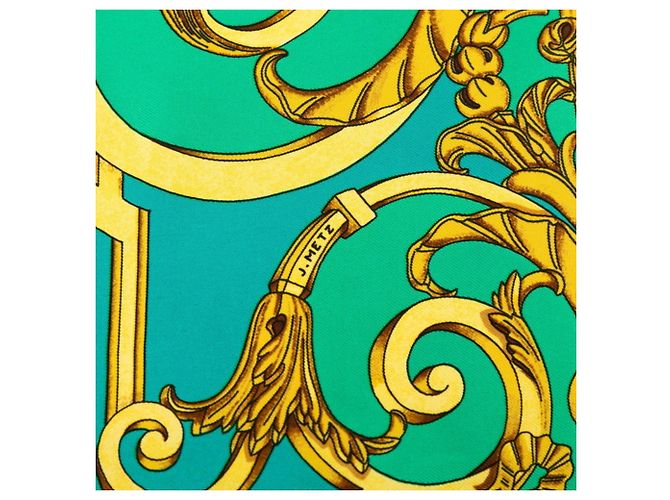 Hermès Pañuelo Hermes Carre 90 LES TUILERIES Dorado Verde - vista 5