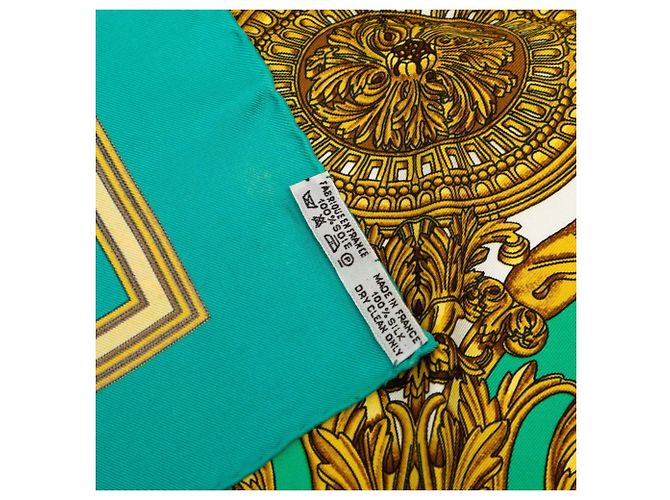 Hermès Pañuelo Hermes Carre 90 LES TUILERIES Dorado Verde - vista 9