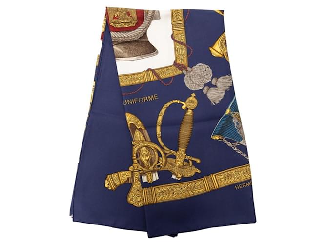 Hermès Hermes Carre 90 GRAND UNIFORME Sciarpa Multicolore Blu navy - vista 2