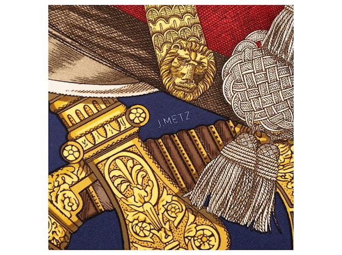 Hermès Hermes Carre 90 GRAND UNIFORME Sciarpa Multicolore Blu navy - vista 6