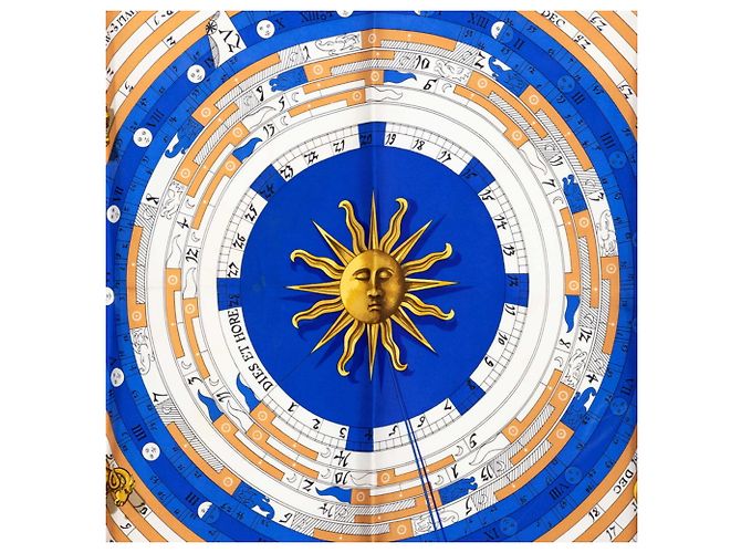 Hermès Hermes Carre 90 DIES ET HORE Astrology Scarf Blu Multicolore - vista 3