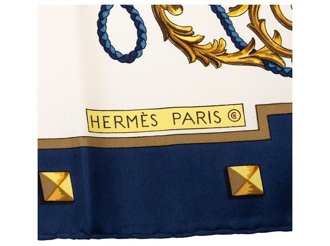 Hermès Hermes Carre 90 LES CLES Seidentuch Weiß Mehrfarben - Ansicht 6