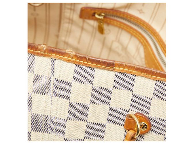 Borsa Tote Louis Vuitton Damier Azur Neverfull MM Bianco - vista 13