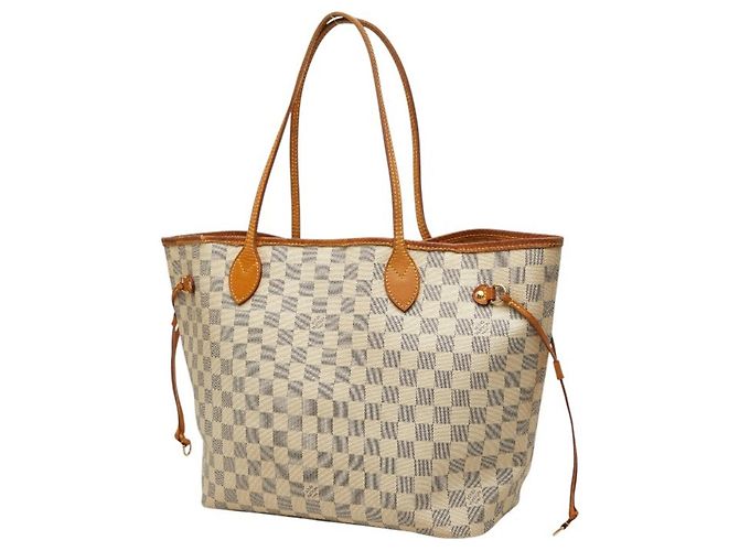 Borsa Tote Louis Vuitton Damier Azur Neverfull MM Bianco - vista 2