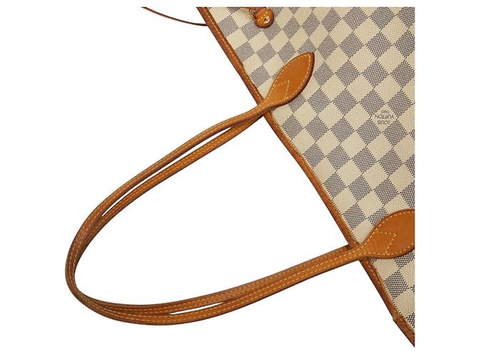 Borsa Tote Louis Vuitton Damier Azur Neverfull MM Bianco - vista 8