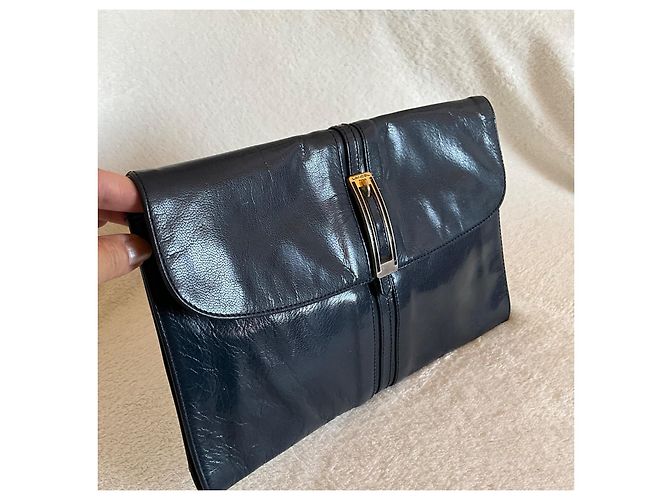 Lancel Pochette in pelle vernice blu navy Blu scuro - vista 2