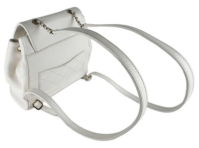 Chanel Ivory Grained Calfskin Backpack Cream - view 12
