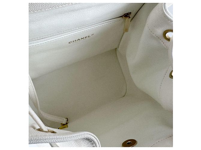 Chanel Ivory Grained Calfskin Backpack Cream - view 5