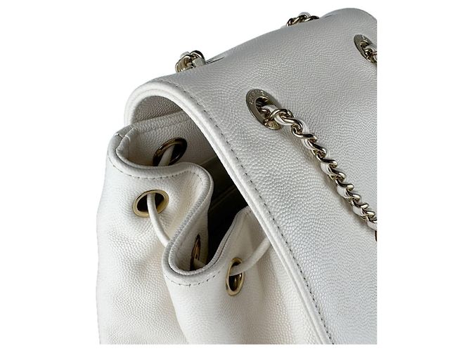 Chanel Ivory Grained Calfskin Backpack Cream - view 7