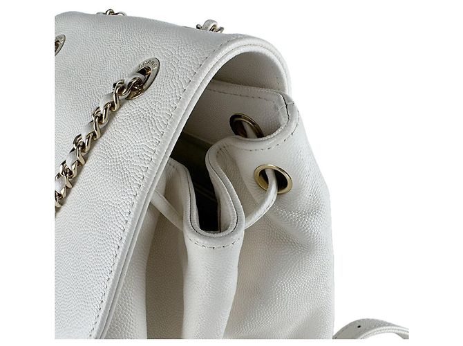 Chanel Ivory Grained Calfskin Backpack Cream - view 8