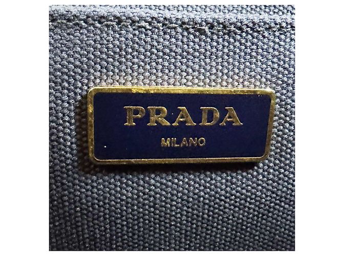Prada Canapa Canvas Handtasche Marineblau - Ansicht 11