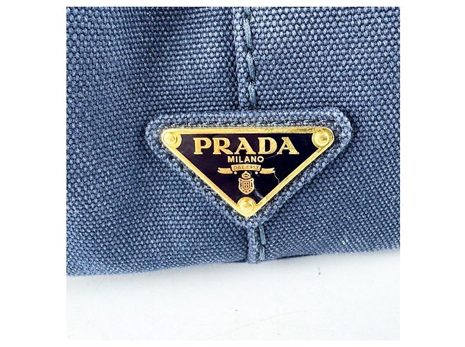 Prada Canapa Canvas Handtasche Marineblau - Ansicht 12