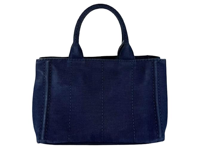 Prada Canapa Canvas Handtasche Marineblau - Ansicht 3