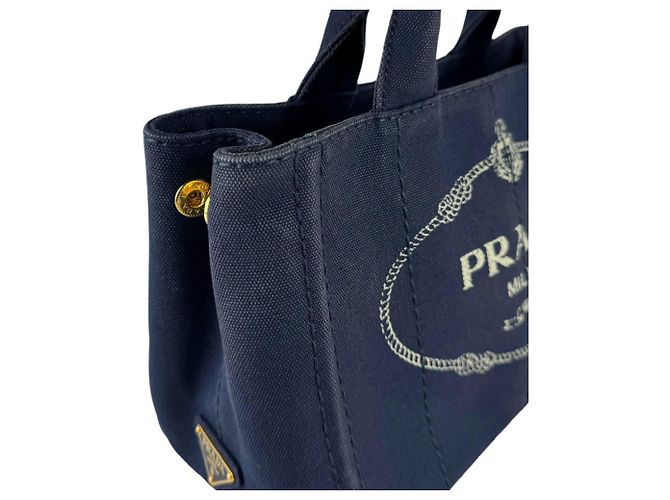 Prada Canapa Canvas Handtasche Marineblau - Ansicht 7