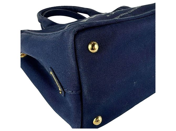 Prada Canapa Canvas Handtasche Marineblau - Ansicht 9