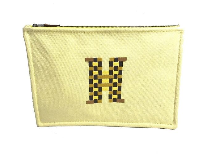 Clutch Hermès H Tissage Giallo - vista 2