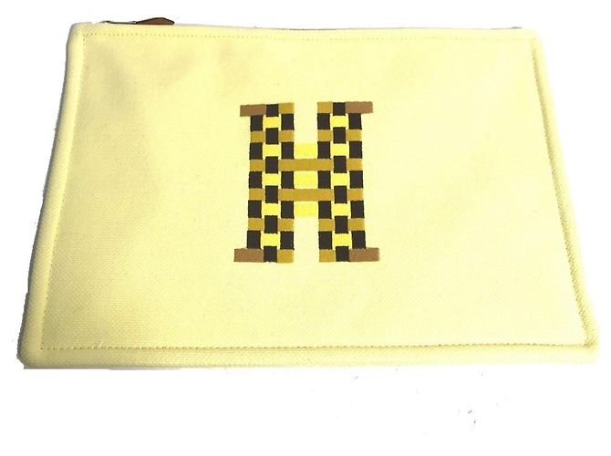 Clutch Hermès H Tissage Giallo - vista 3