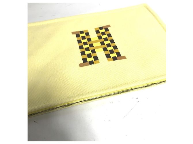 Clutch Hermès H Tissage Giallo - vista 6