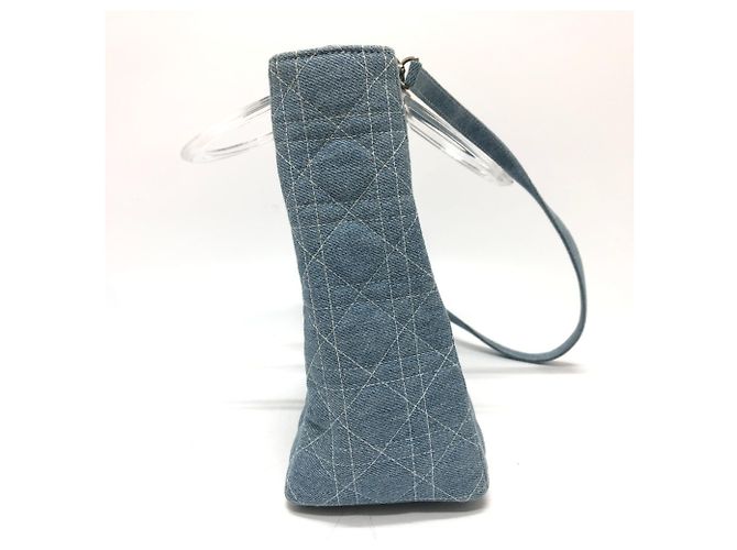 Borsa Christian Dior Lady Dior Cannage Medium Blu - vista 3