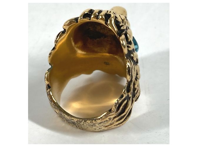 Anillo de León en Oro y Piedra Azul Claro Gucci Dorado - vista 3