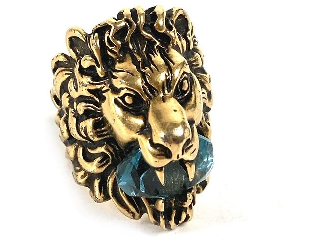 Anillo de León en Oro y Piedra Azul Claro Gucci Dorado - vista 6