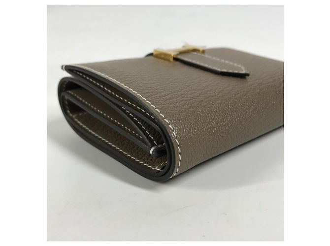 Hermès Hermes Bearn Compact Tri-fold Wallet in Etoupe Gray Taupe - view 13