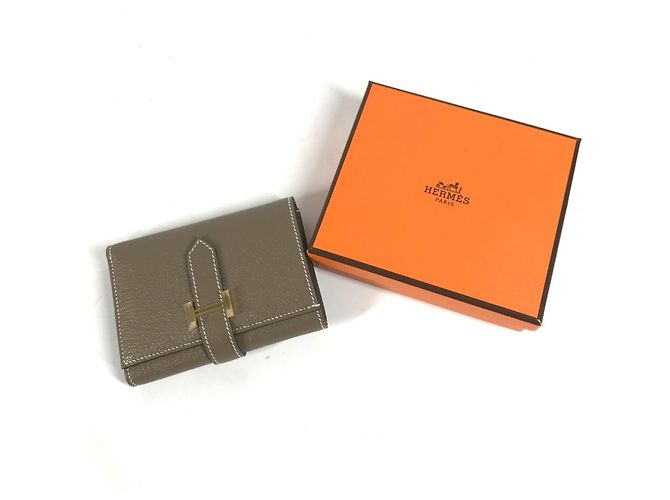 Hermès Hermes Bearn Compact Tri-fold Wallet in Etoupe Gray Taupe - view 14