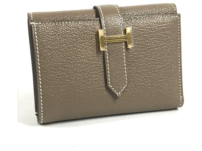 Hermès Hermes Bearn Compact Tri-fold Wallet in Etoupe Gray Taupe - view 4