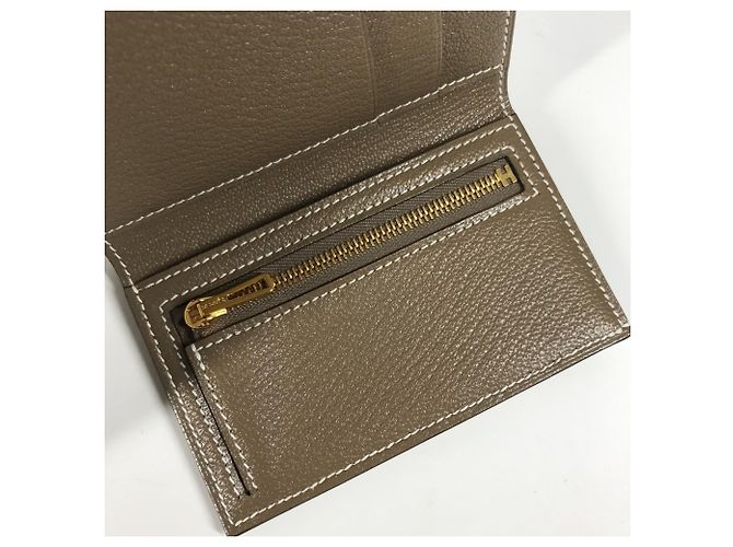 Hermès Hermes Bearn Compact Tri-fold Wallet in Etoupe Gray Taupe - view 6