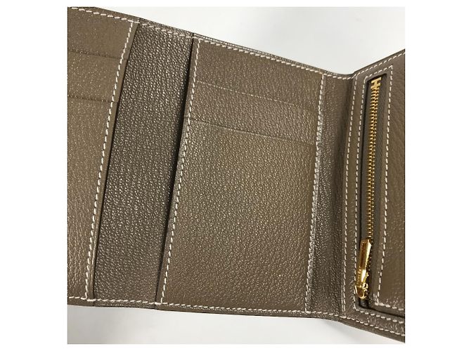 Hermès Hermes Bearn Compact Tri-fold Wallet in Etoupe Gray Taupe - view 7
