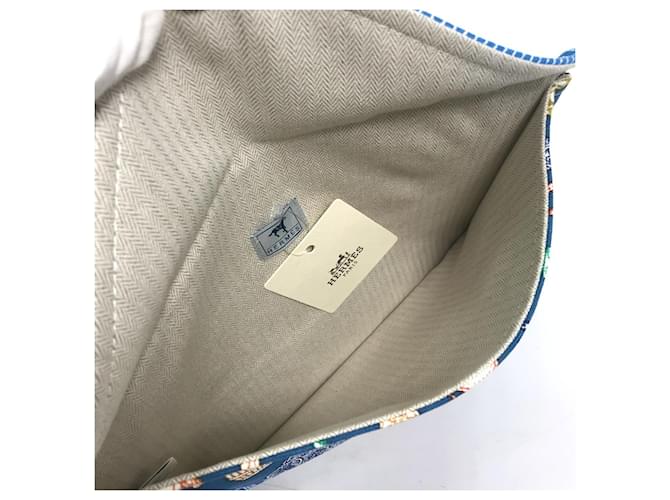 Hermès Pochette in cotone blu Hermes - vista 10