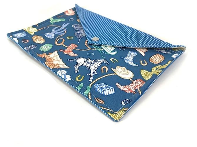 Hermès Pochette in cotone blu Hermes - vista 2