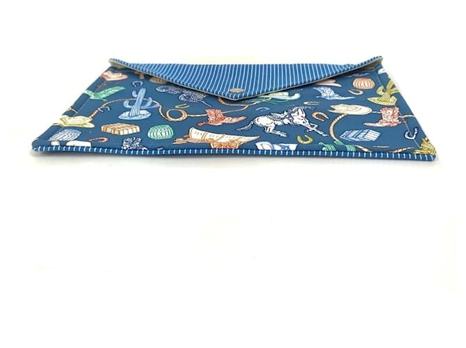 Hermès Pochette in cotone blu Hermes - vista 3