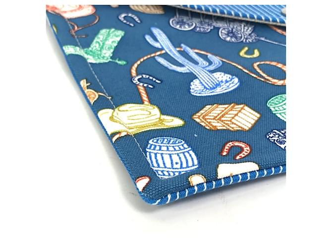 Hermès Pochette in cotone blu Hermes - vista 5