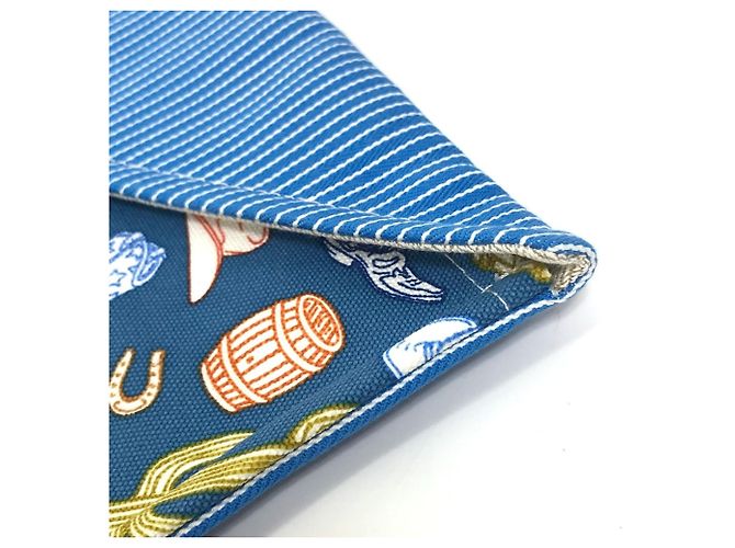 Hermès Pochette in cotone blu Hermes - vista 7