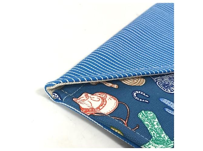 Hermès Pochette in cotone blu Hermes - vista 8