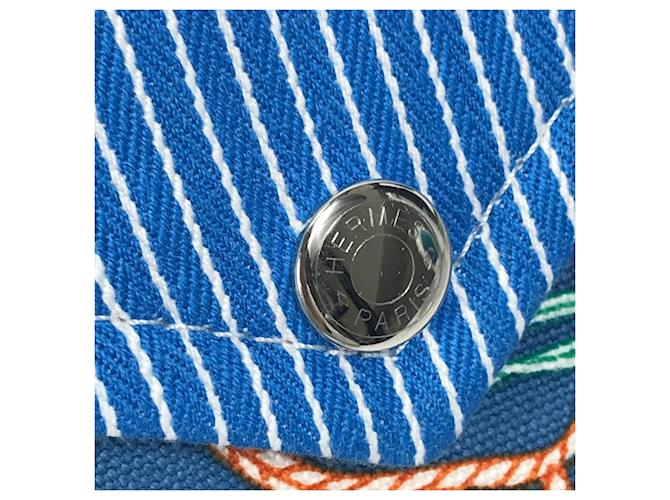 Hermès Pochette in cotone blu Hermes - vista 9
