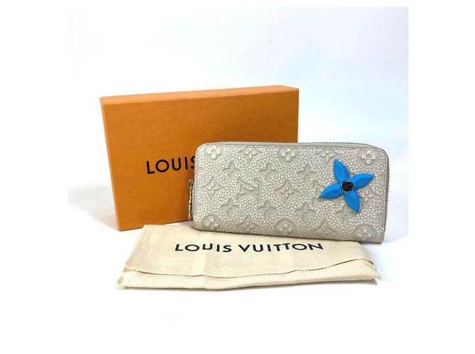 Cartera larga de piel Taurillon Louis Vuitton Castaño Azul - vista 14
