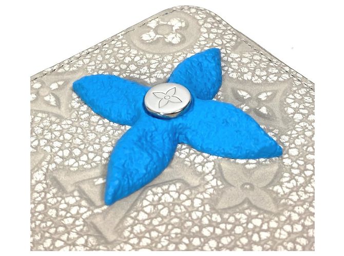 Cartera larga de piel Taurillon Louis Vuitton Castaño Azul - vista 4