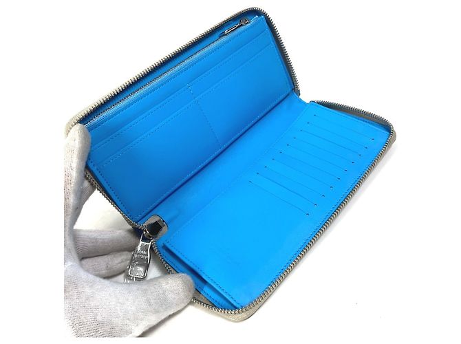 Cartera larga de piel Taurillon Louis Vuitton Castaño Azul - vista 7