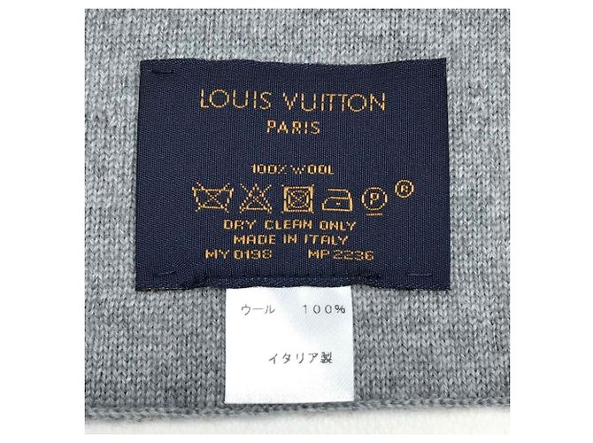 Sciarpa a scialle in lana Louis Vuitton in grigio e blu navy Marrone - vista 4