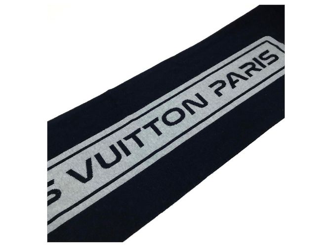 Sciarpa a scialle in lana Louis Vuitton in grigio e blu navy Marrone - vista 6