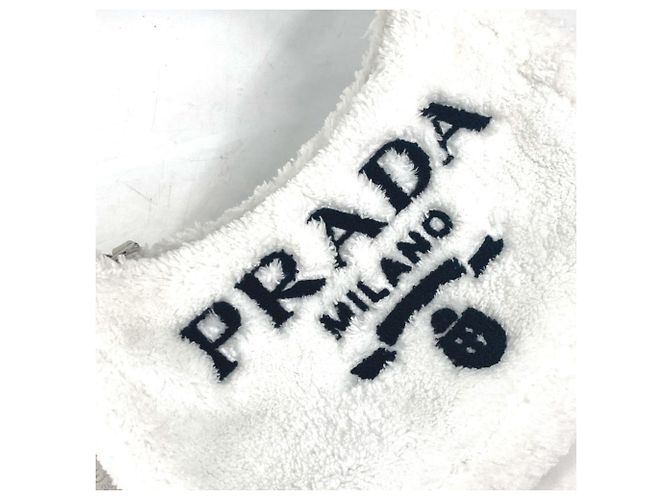 Tote Prada 1NE515 Terry Re-Edition 2000 Handtasche Schwarz Weiß - Ansicht 7