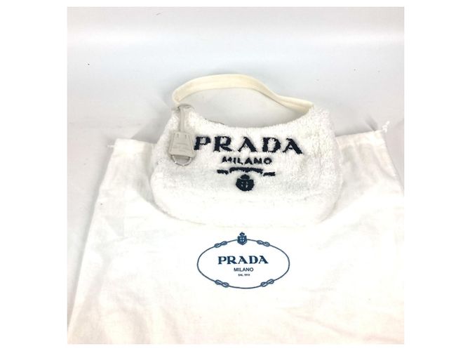 Tote Prada 1NE515 Terry Re-Edition 2000 Handtasche Schwarz Weiß - Ansicht 8