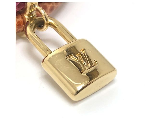 Bracciale charm in pelle Louis Vuitton Keep It Twice Rosa D'oro Arancione - vista 2