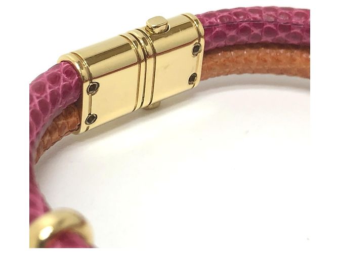 Bracciale charm in pelle Louis Vuitton Keep It Twice Rosa D'oro Arancione - vista 3