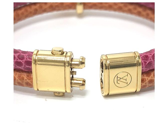 Bracciale charm in pelle Louis Vuitton Keep It Twice Rosa D'oro Arancione - vista 5