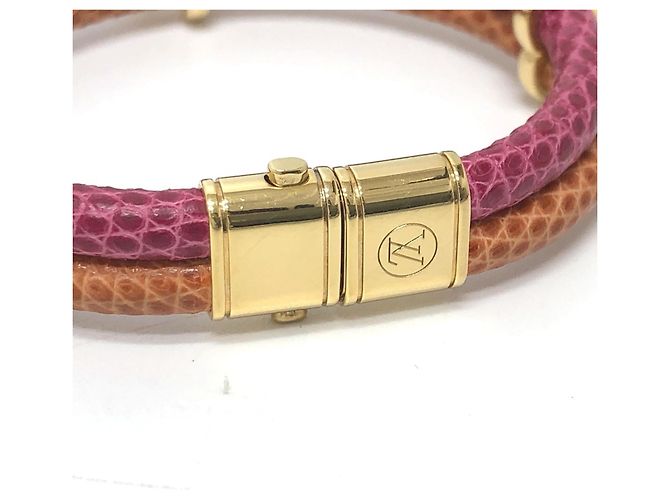 Bracciale charm in pelle Louis Vuitton Keep It Twice Rosa D'oro Arancione - vista 6